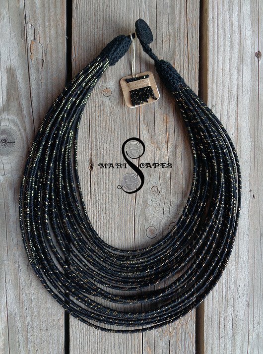 naszyjniki - inne Masajka "Black & Gold Sparkle"