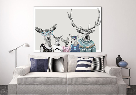 obrazy OBRAZ NA PŁÓTNIE -  120x80cm RODZINKA 2+3
