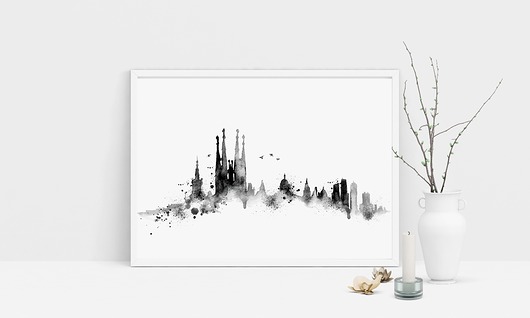 Plakat BARCELONA black 50x70 cm Well Wall