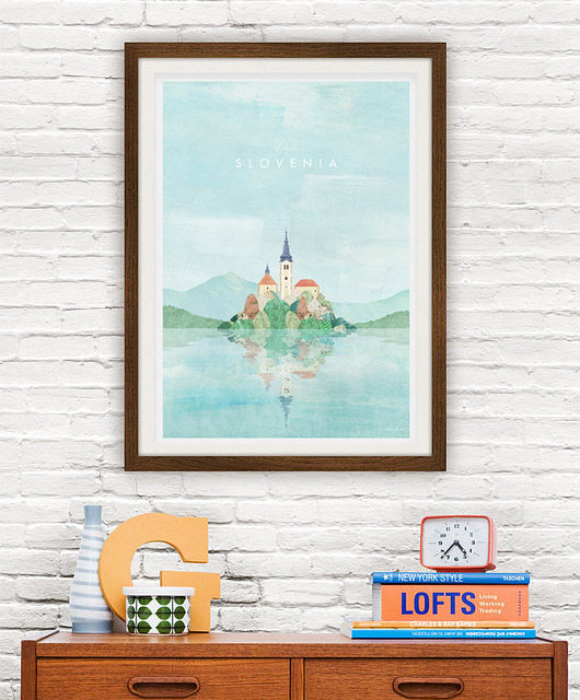 plakaty Jezioro Bled Słowenia - vintage plakat A3