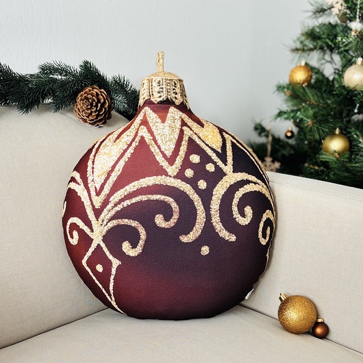 poduszki z grafiką Poduszka Dekoracyjna Brązowa Bombka Duża