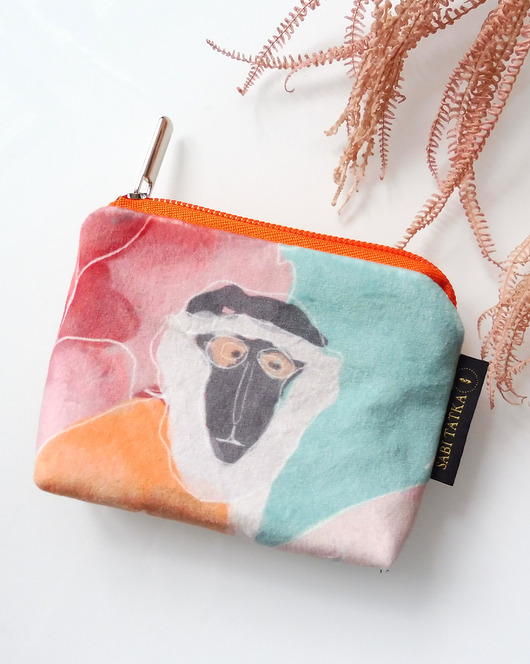 portfele damskie Portfel card holder  z weluru Małpka