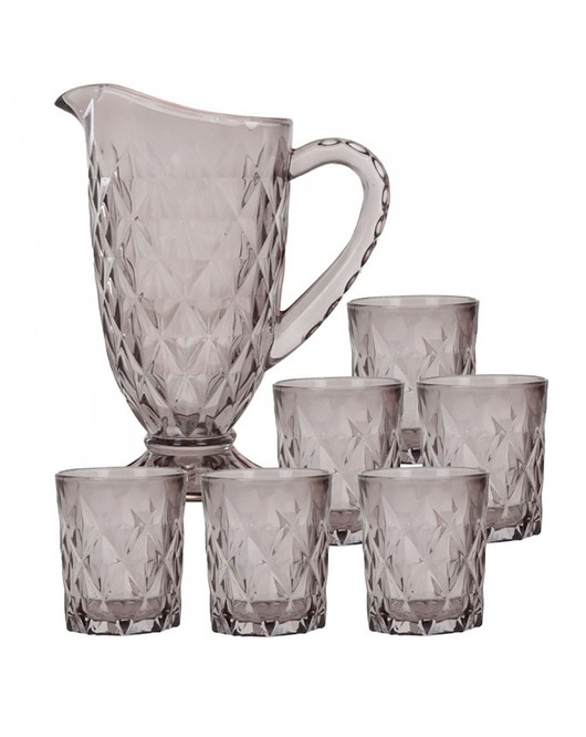 Dzbanek Plus 6 Szklanek Zestaw Szary MIA home