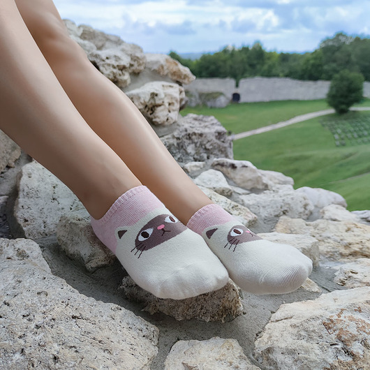 skarpetki damskie Skarpetki stopki damskie z kotem