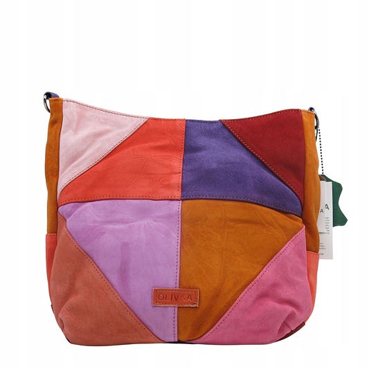 torby na ramię Torebka damska pojemna zamszowa na ramię kolorowa oryginalna OLIVKA