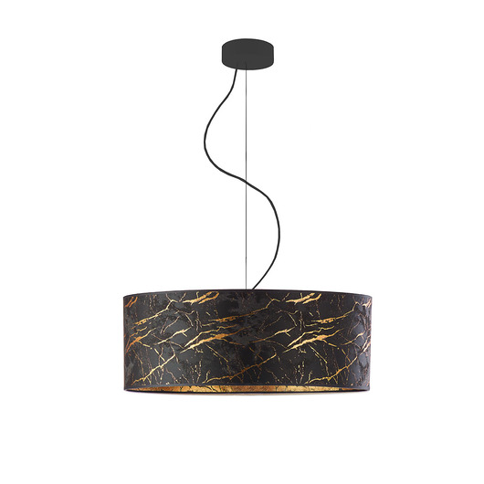 lampy wiszące Czarna lampa wisząca do salonu z marmurowym kloszem HAJFA MARMUR fi - 50 cm