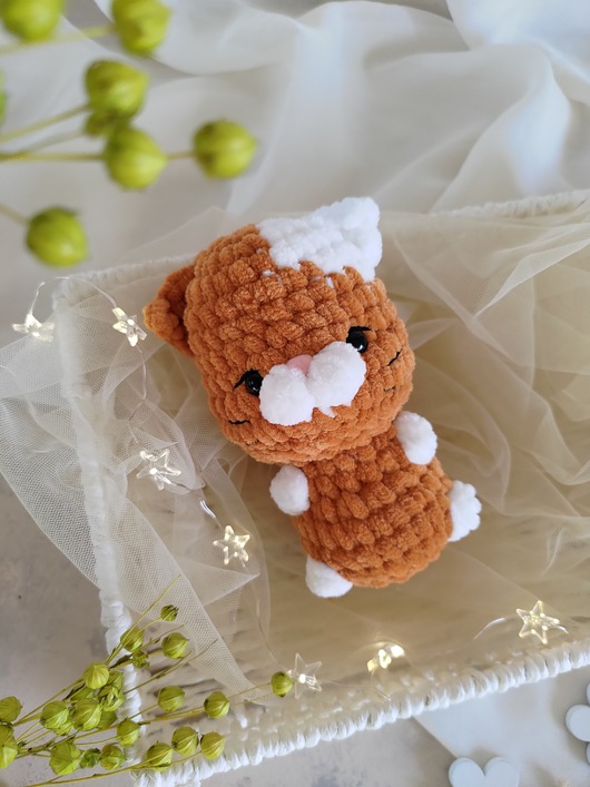 misie i maskotki Mały kotek rudy, Kotek pluszowy, Zabawka na prezent