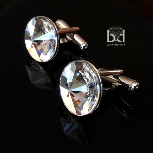 Spinki do mankietów kryształ Swarovski Black Diamond