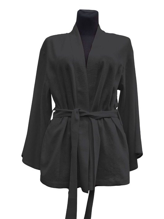 bluzki kimonowe damskie Czarne kimono lniane, bluzka kimonowa SUMMER BLACK