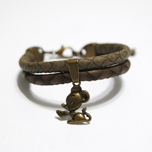 bransoletki skórzane Bransoletka - Myszka love - rzemienie