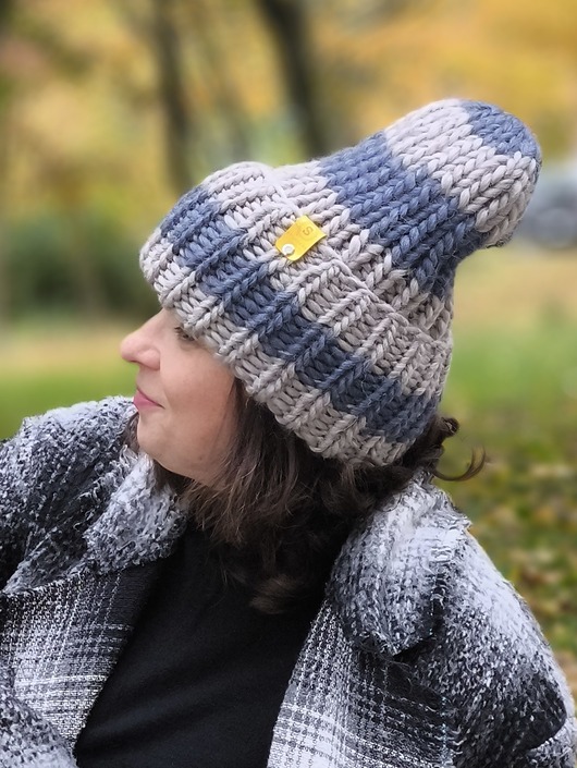 czapki damskie WOOLY COLOR "20"ciepła wełniana czapka w pasy