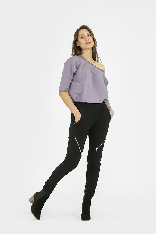 spodnie dresowe damskie Dresowe spodnie Ewa z zamkami