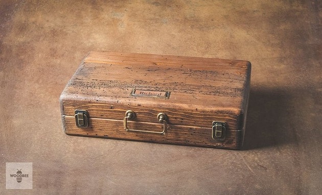 pojemniki na biżuterię Drewniane pudełko na zegarki, Drewniana walizka Woodbee