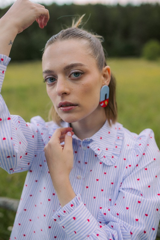 kolczyki z masy plastycznej Kolczyki wiszące geometryczne