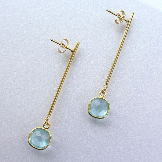 kolczyki pozłacane Eleganckie kolczyki pozłacane Topaz błękitny