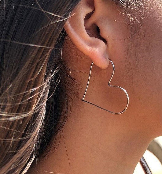 kolczyki srebrne Modne srebrne serca