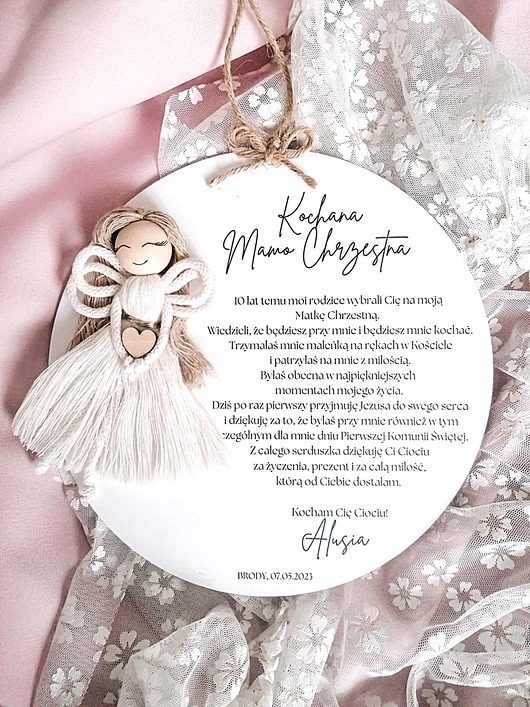komunia - pozostałe Podziękowania Komunijne dla MATKI CHRZESTNEJ od dziewczynki, Komunia Święta