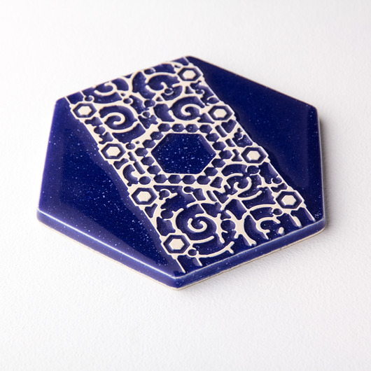 podkładki do kuchni Podstawka ceramiczna pod kubek,ciemnoniebieska, podkładka pod kubek, wz.5