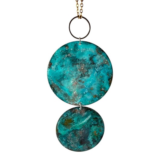 naszyjniki - inne Naszyjnik turkusowe koła z miedzi