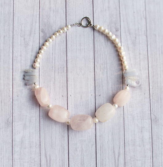 kolie S A L E : UNIKAT : kwarc, perły - unikatowy naszyjnik