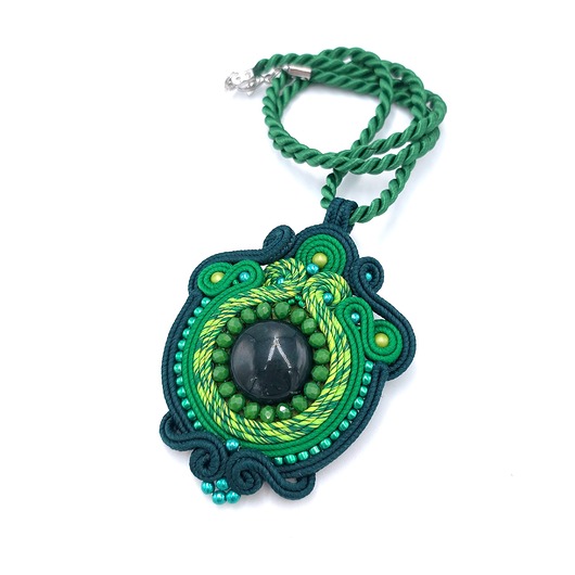 wisiory Wisiorek naszyjnik sutasz zielony leśny z agatem mszystym Olena