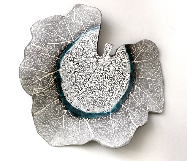 patery i talerze patera dekoracyjno BIG LEAF- szara