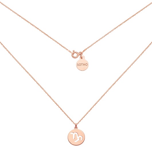 srebrne naszyjniki Naszyjnik z różowego złota z zodiakiem Koziorożca