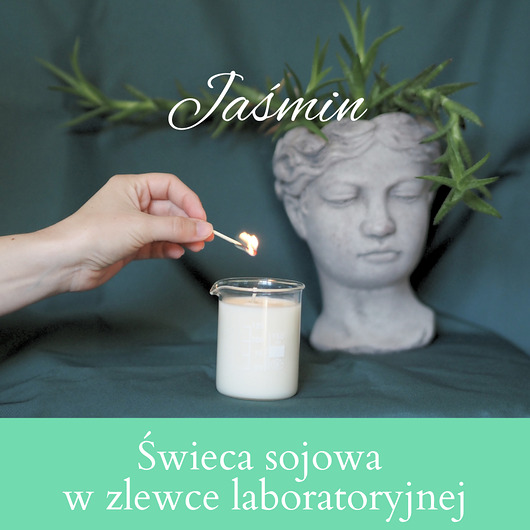 świeczniki i świece Zapachowa świeca sojowa w zlewce laboratoryjnej - Jaśmin