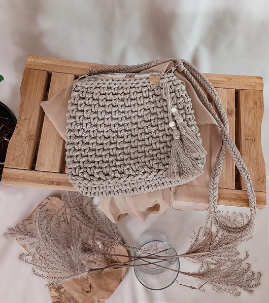 torby na ramię Torebka ze sznurka City bag - piaskowa