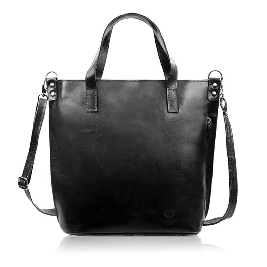 torby na ramię Torebka damska na ramię skórzana klasyczna shopperka czarna Z-59-BL