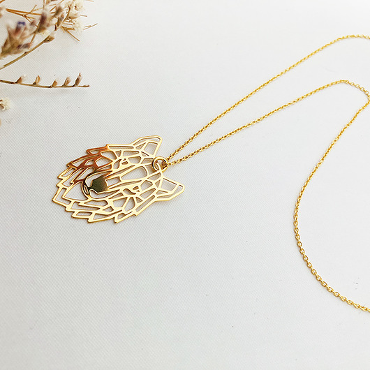 złote naszyjniki NASZYJNIK wilk, złoty wilczek origami