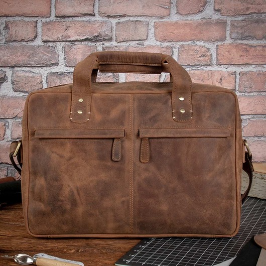 torby i nerki męskie Brązowa Torba Męska Skóra Vintage na Laptopa 15,6 Belveder BL131