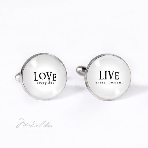 Live - Love - spinki do mankietów Makaliboo