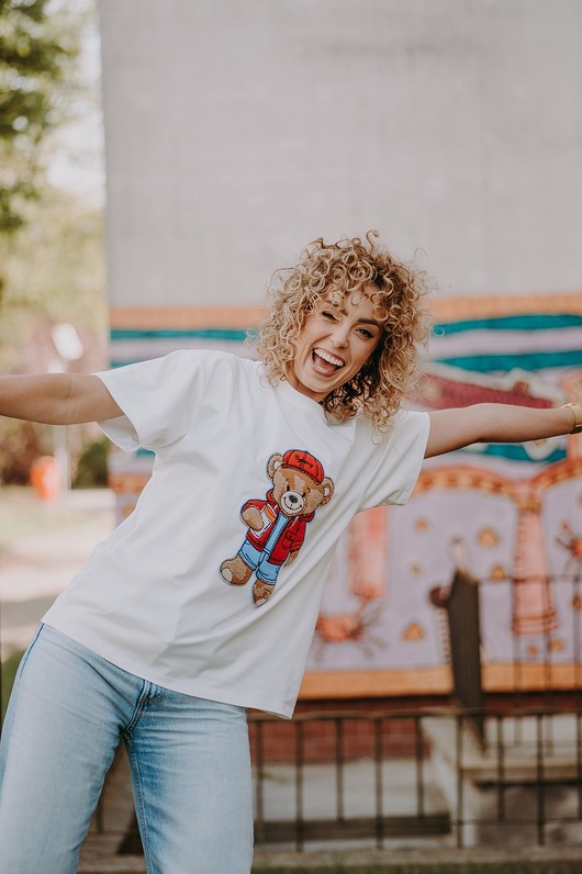 t-shirt damskie T-shirt oversize Rodney Teddy dla mamy cream