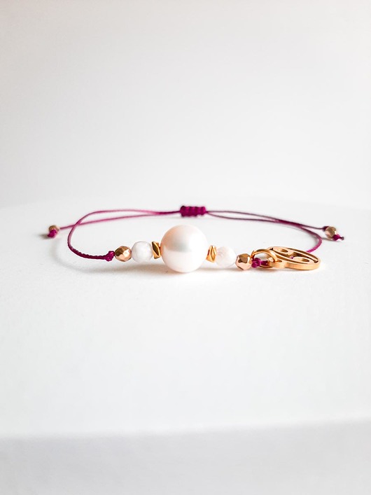 bransoletki z kamieni naturalnych Bransoletka Zodiakalna Rak Big Pearl z Zawieszką