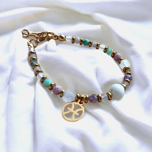 bransoletki z kamieni naturalnych RYBY - zodiac collection - PREMIUM - gold