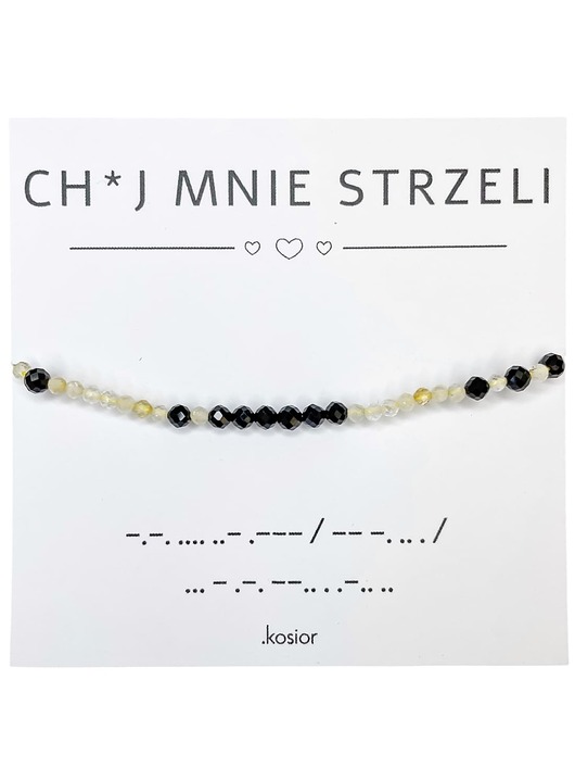 bransoletki na sznurku Bransoletka z alfabetem Morse Agat, Cytryn