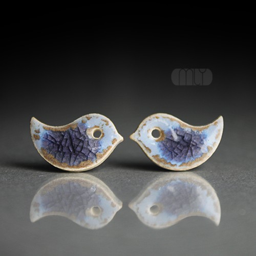 kolczyki ceramiczne Ptaszki /stal chirurgiczna/