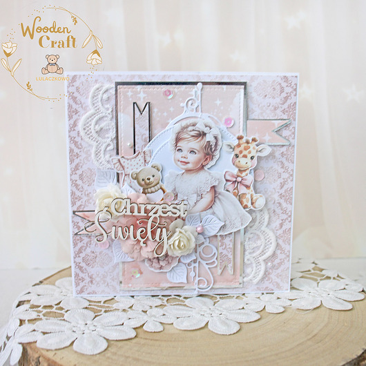 kartki, zaproszenia na chrzest Kartka, pamiątka na chrzest "RoseBabyGirl" GOTOWA