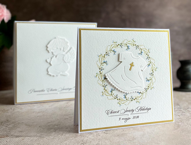 kartki, zaproszenia na chrzest Pamiątka chrztu, kartka z pudełkiem i kopertą, 72A