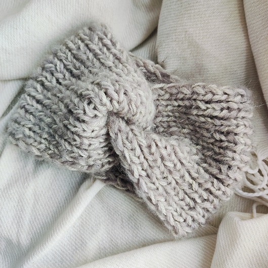 opaski do włosów Opaska z wełną alpaki puszysta beżowa opaska zimowa