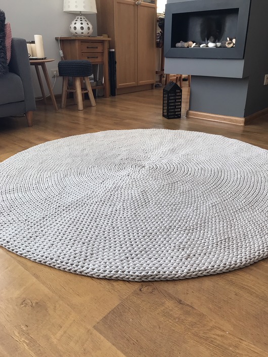 dywany Okrągły dziergany dywan ,dywan sznurkowy  150cm