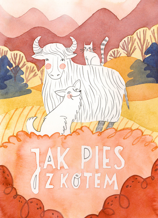 grafiki i ilustracje Jak pies z kotem - Ilustracja oryginalna A5