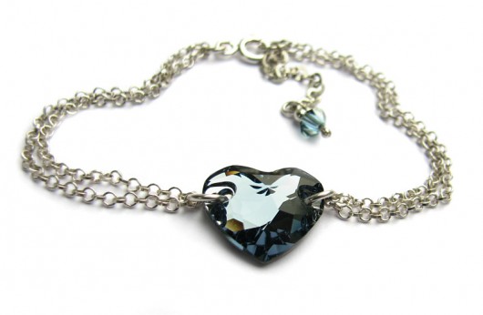 Srebrna bransoletka kryształ Swarovski Denim Blue Heart Marisella