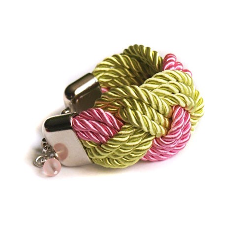 szeroka WIOSENNA bransoletka - LIME GREEN kaktusia