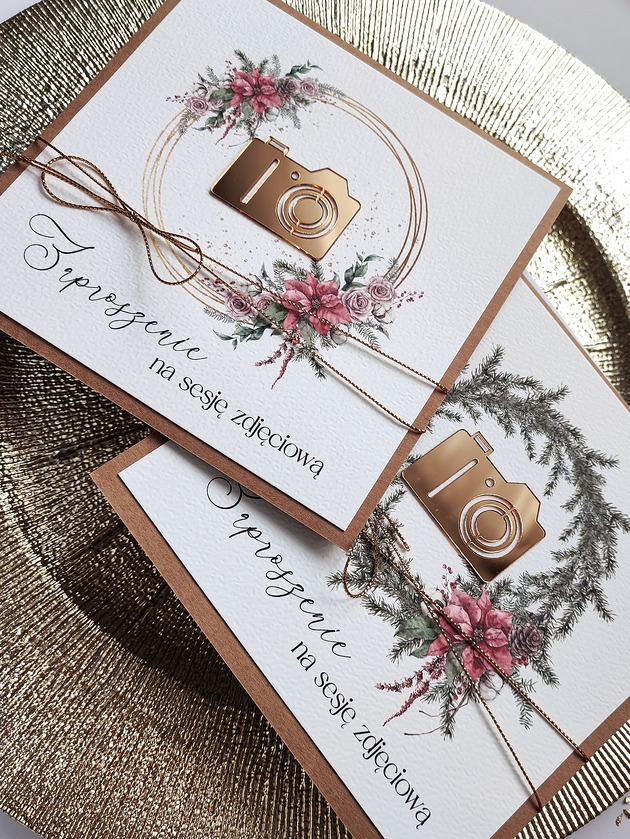 kartki scrapbooking Voucher na sesję zdjęciową 5szt