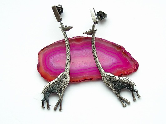 kolczyki - inne Oksydowane żyrafy