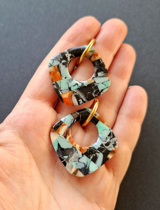 kolczyki z masy plastycznej Kolczyki kamienne inspiracje no3