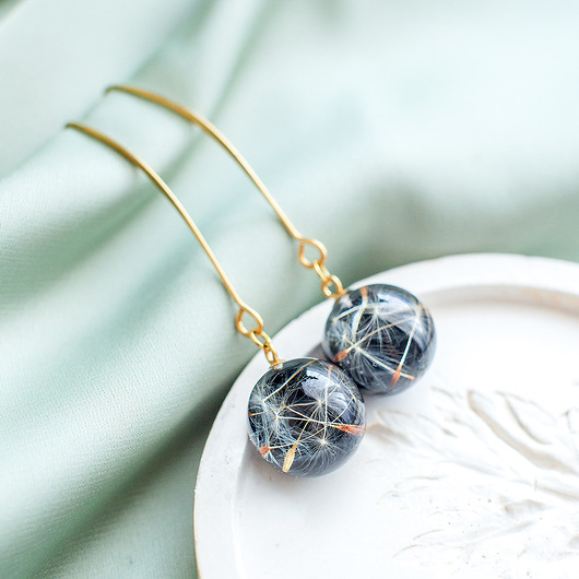 kolczyki z żywicy Kolczyki z rzęsek dmuchawca