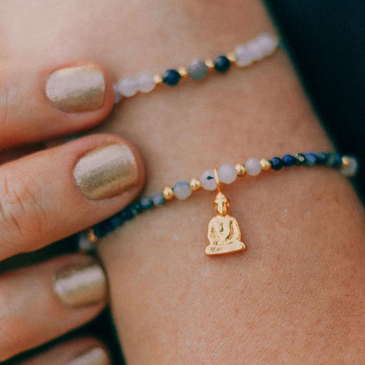 bransoletki z kamieni naturalnych Bransoletka z Buddą, lapis lazuli, kamieniem księżycowym i amazonitem